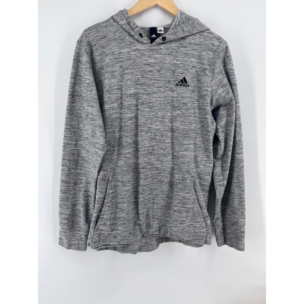 Adidas Mens Grey Space Dye Pullover Hoodie Sweatshirt Size S Activewear Athletic